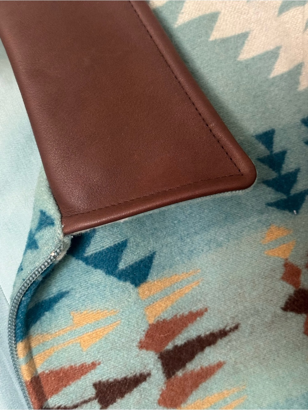 Pendleton Light Blue Jacket with Brown Leather Label - Picture 6 of 7